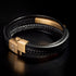 Herren Echtlederarmband Plate Silber Edelstahl Magnetverschluss Luxus TOP verkauft
